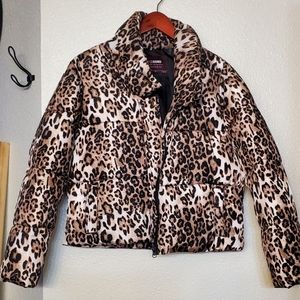 Cisono leopard print quilted puffer jacket